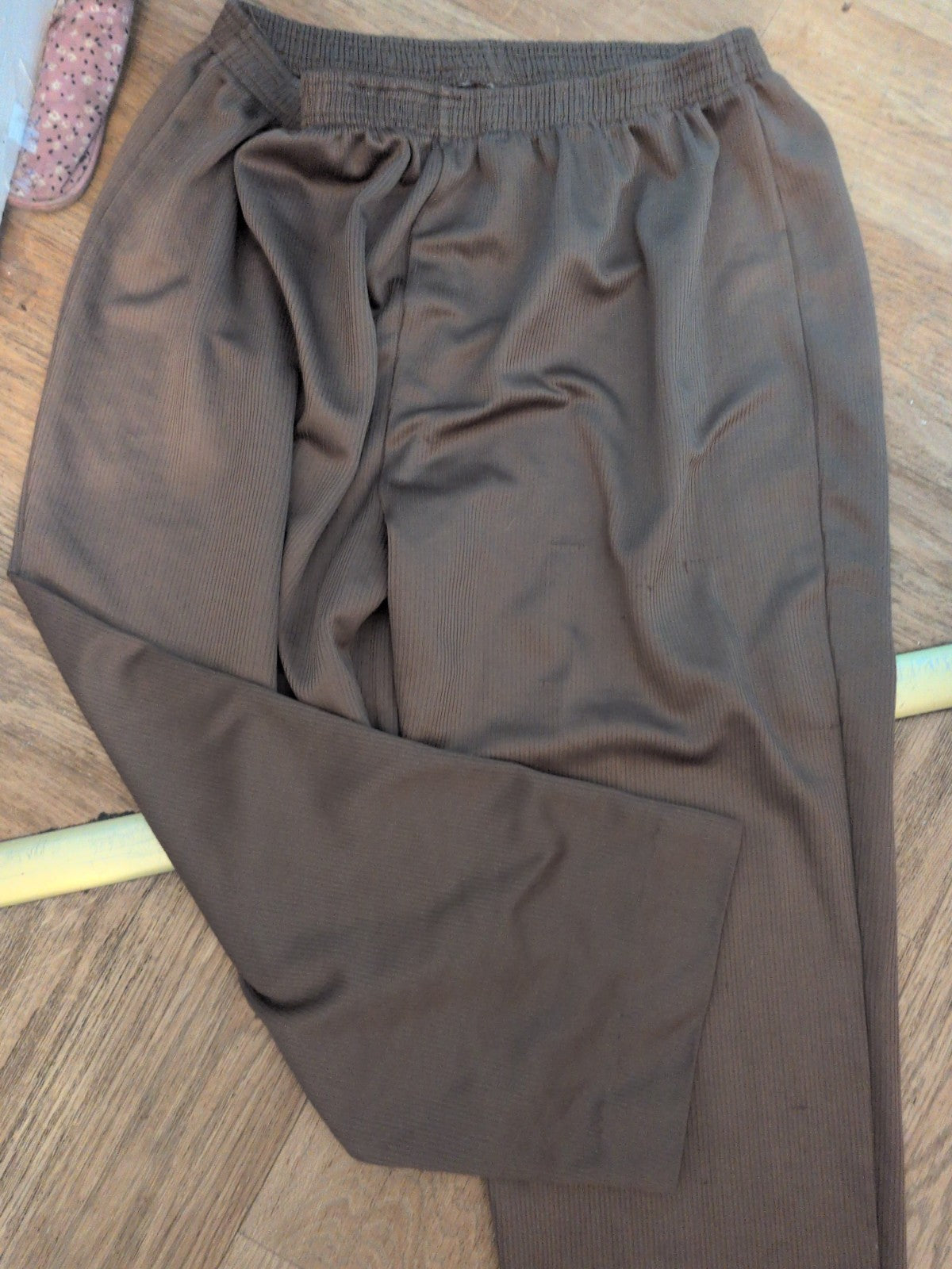 Size 24 Brown Ribbed Elasticted Waist Trousers