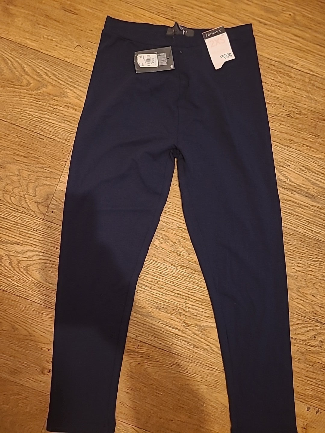 Brand New Ladies Primark Size 2XS Navy Cotton Capri Leggings