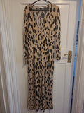 Ladies Asos Size 12 Long Sleeve Beige And Black Leopard Print Junpsuit