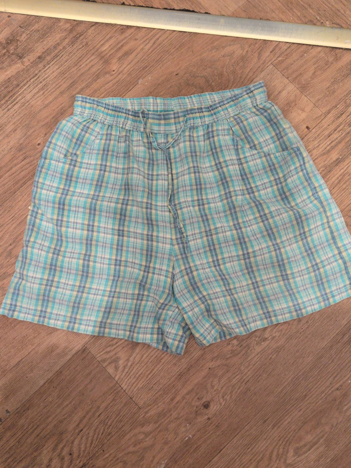 Ladies Originals Size 14-16 Turquoise Check Elasticated Sleep Shorts