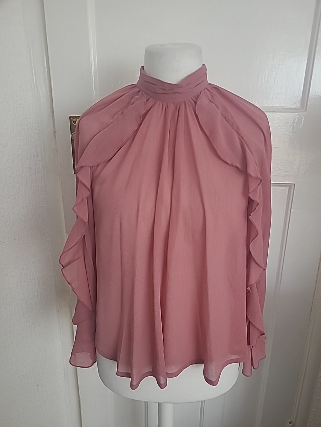 Peacocks 12 Blush Sheer Long Sleeved Blouse