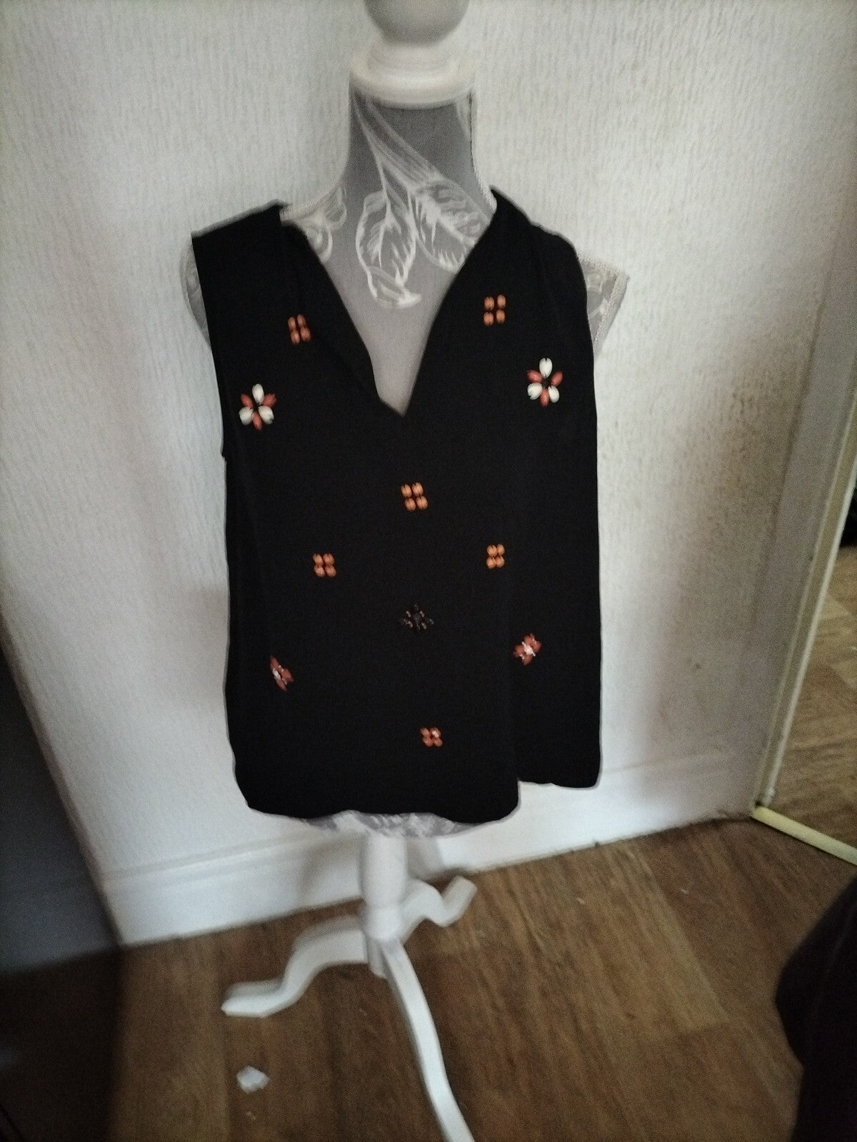 Ladies Next Size 12 Black Sleeveless Blouse