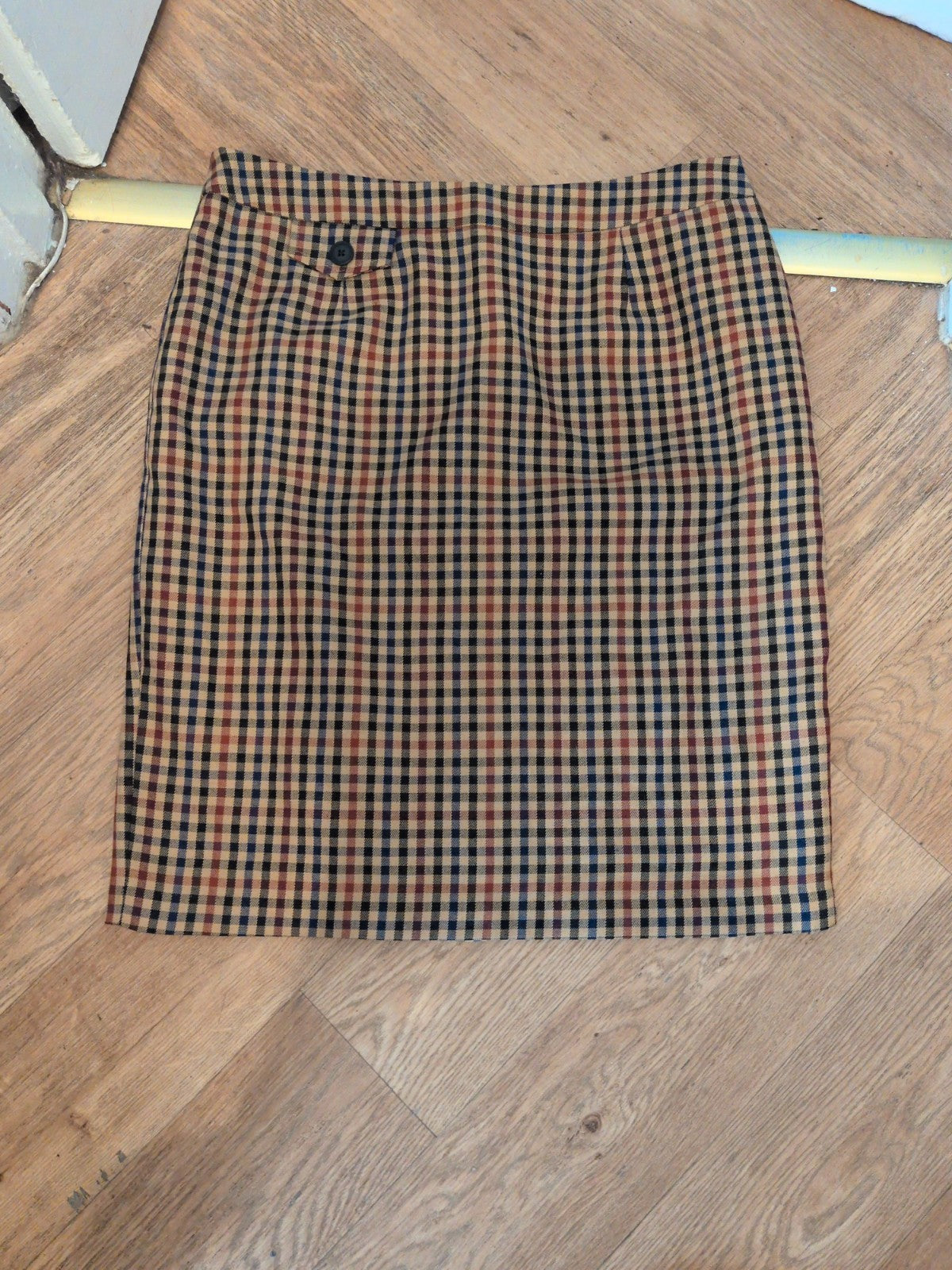 Tu 16 Beige/Brown Check Lined Knee Length Skirt