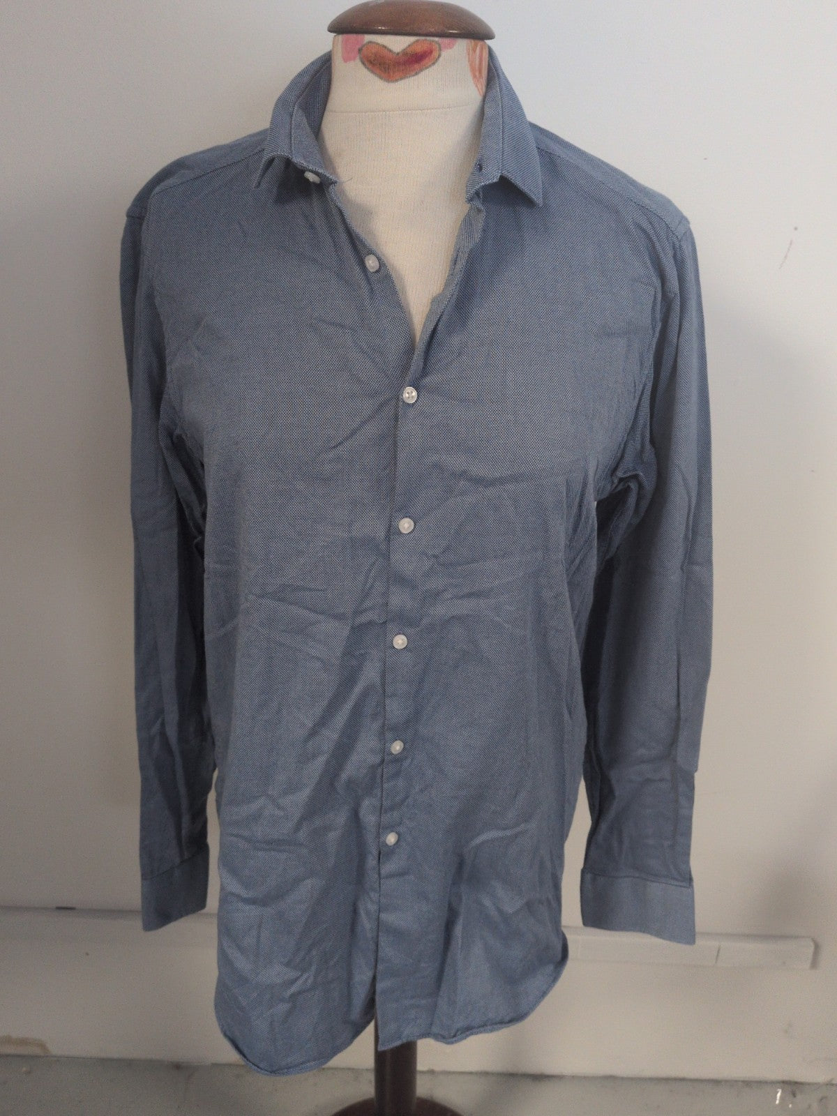 Primark 15.5 Blue Regular Fit Long Sleeve Shirt