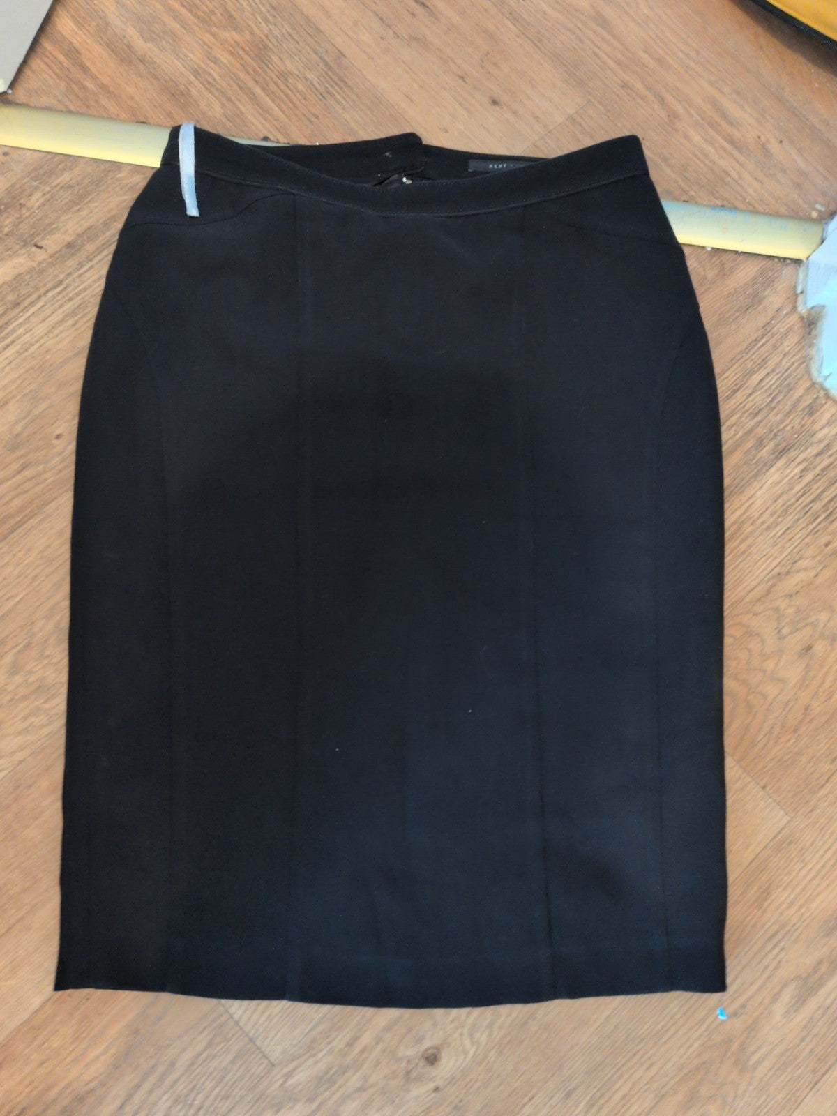 Next Woman 14 Black Lined Lino Straight Skirt Split Hem On Rear
