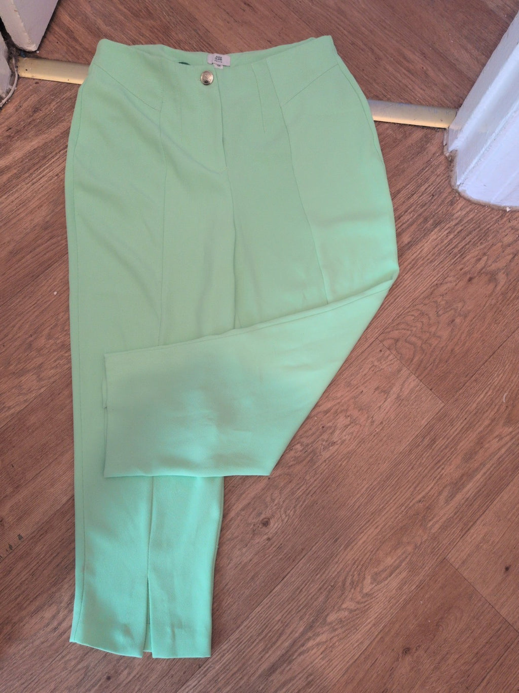 Ladies River Island Size L Petite Bright Green Straight Leg Trousers