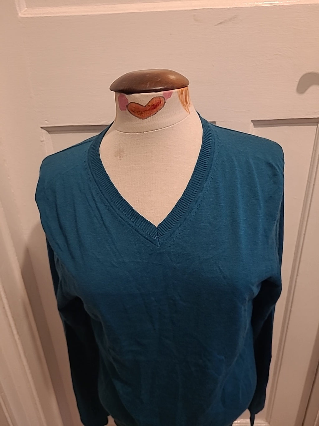 Mens Jack Stuart Size Small Teal Green V Neck Pullover Jumper Lightweight