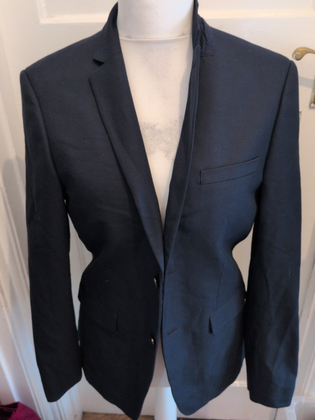 Topman 40R Navy Lined Padded Suit Jacket