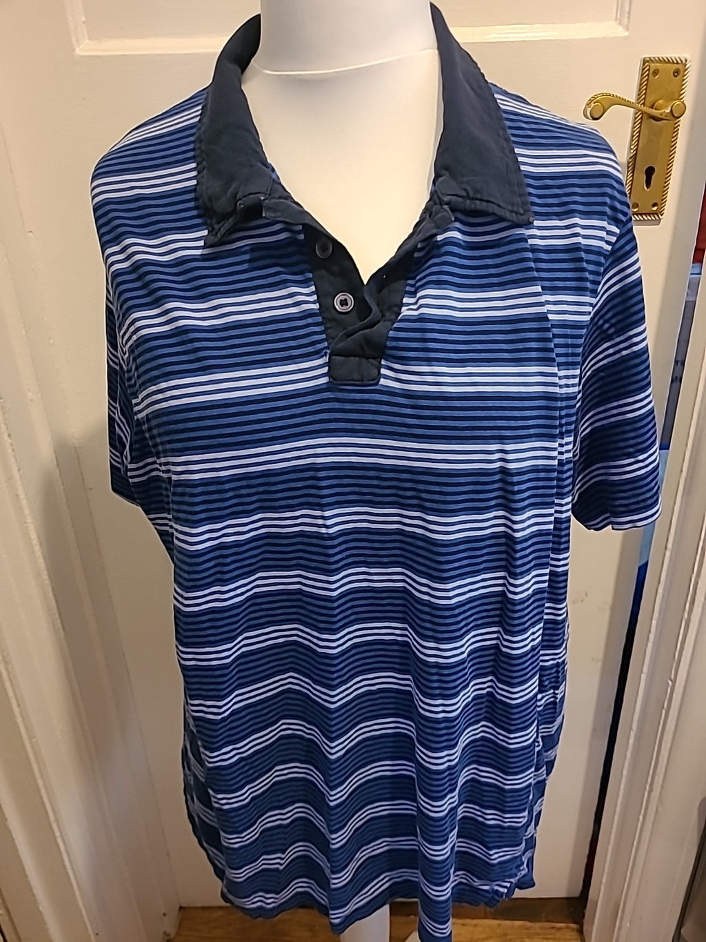 Mens Marks And Spencer Size XL 2 Tone Blue Striped Pyjama Top