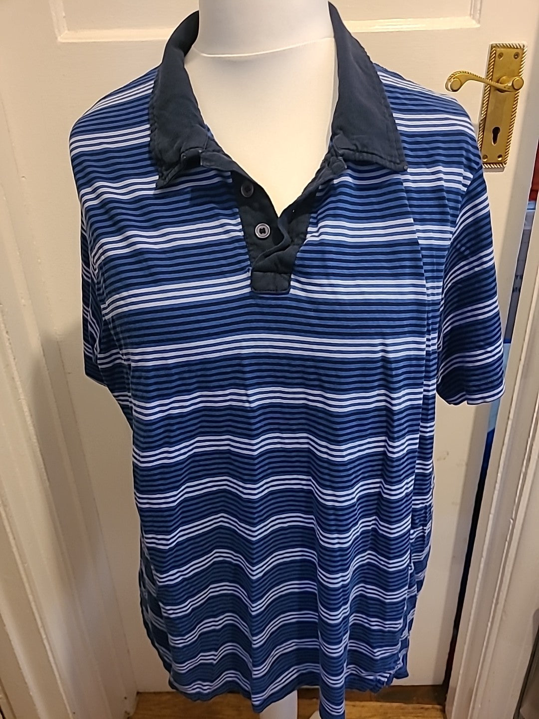 Mens Marks And Spencer Size XL 2 Tone Blue Striped Pyjama Top