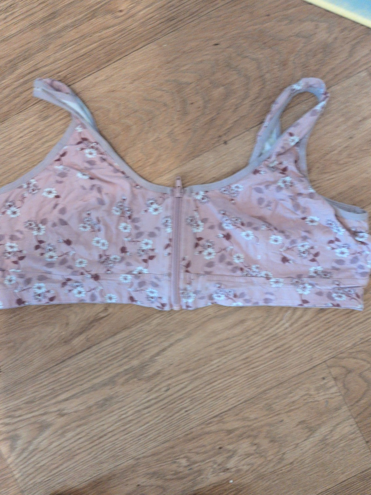 XL Pink Floral Full Zip Bralette