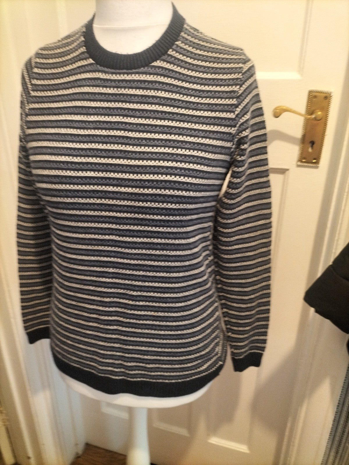 Ladies Refectory Size Medium Navy Striped Jumper