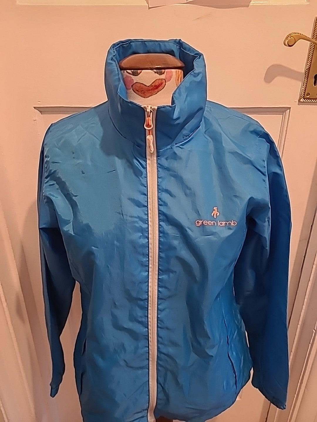 Mens Green Lamb Size Large Blue Rain Coat