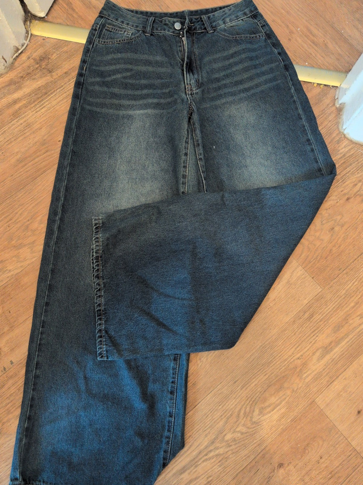 Ladies Shein Size Small Straight Wide Baggy Denim Jeans