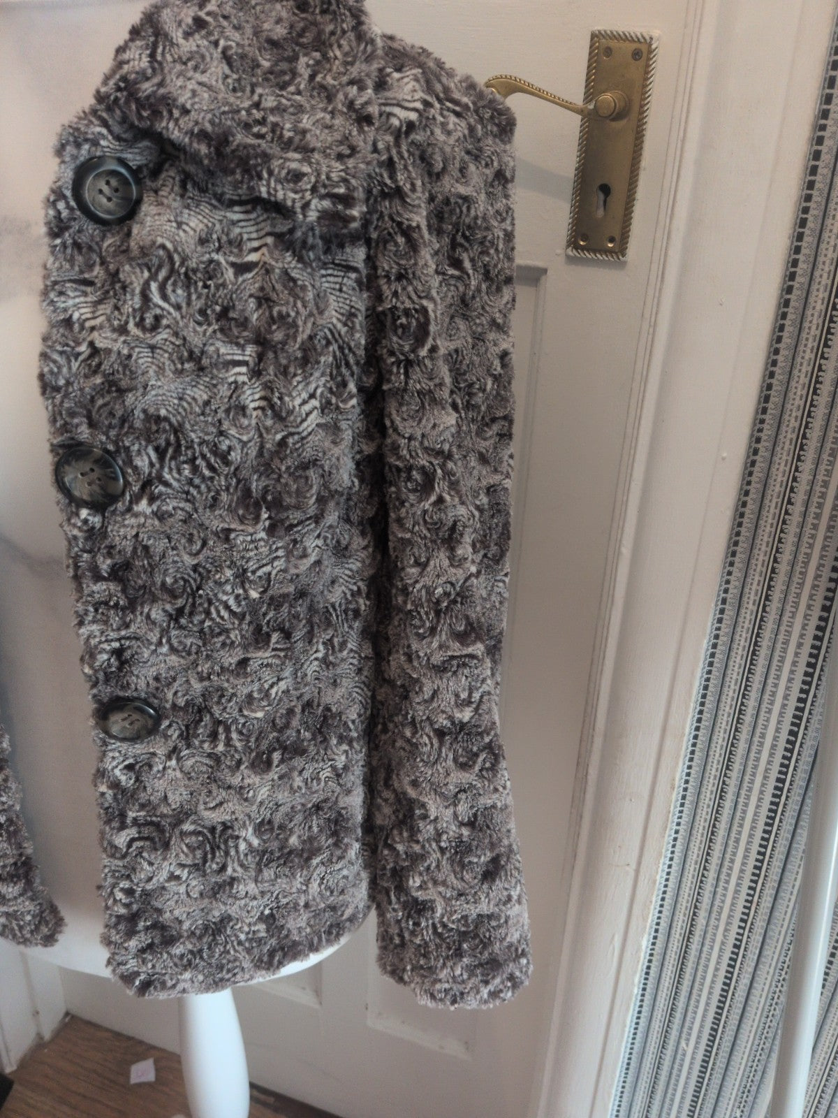 Mixit 8 Grey Flecked Fluffy Lined Buttoned Cardigan Jacket