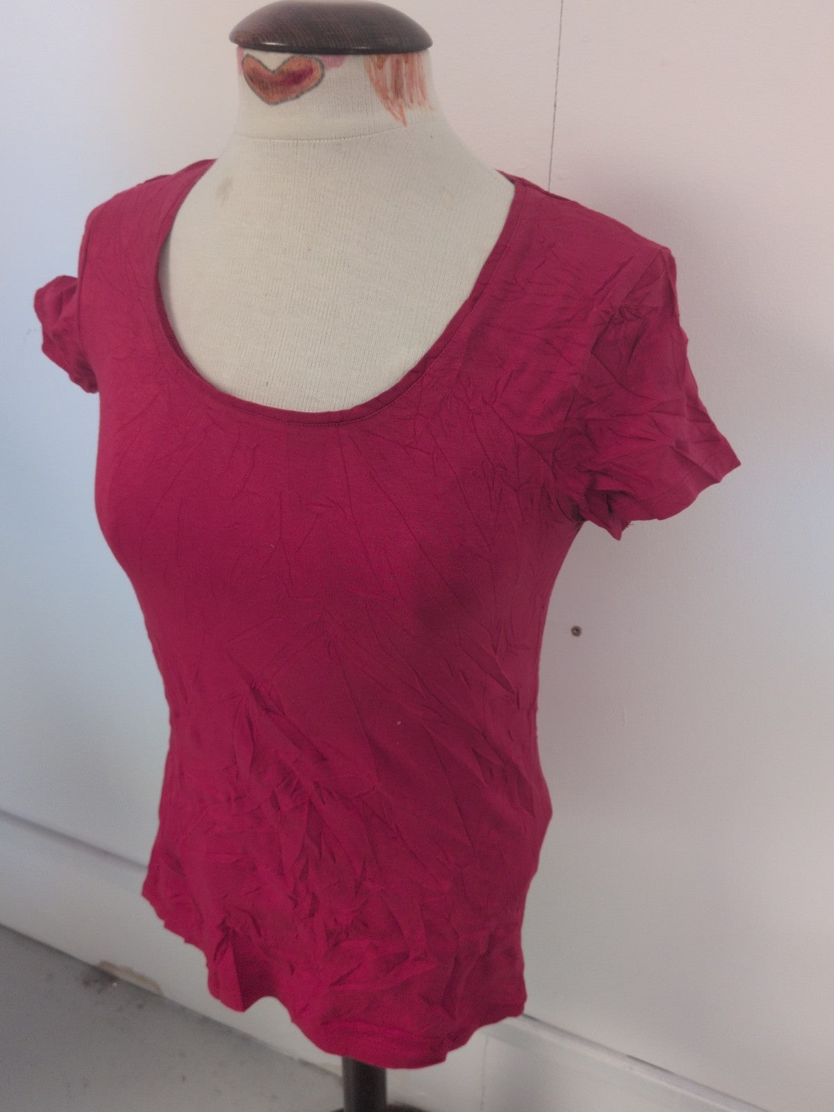 Ladies Primark Size 12 Red Short Sleeve Stretch T-shirt