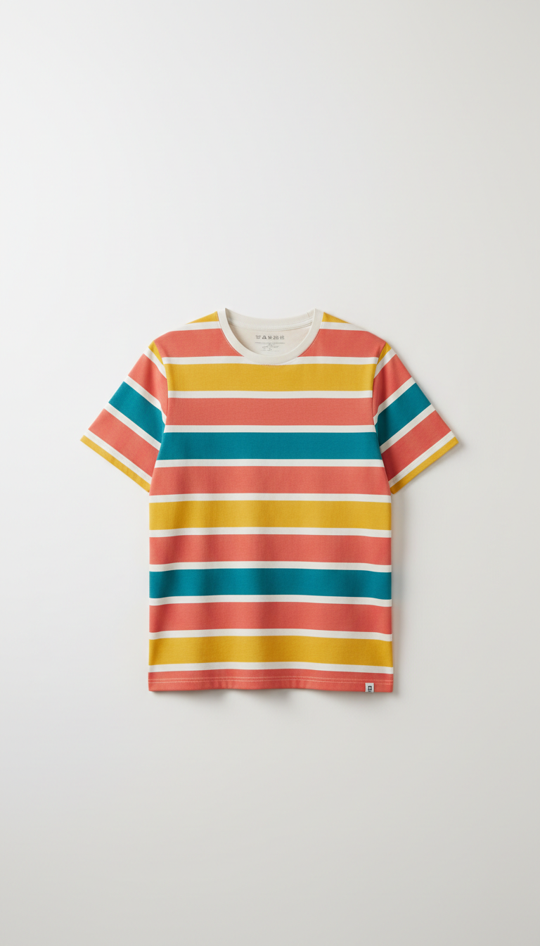 Striped Graphic Tee Soft Cotton