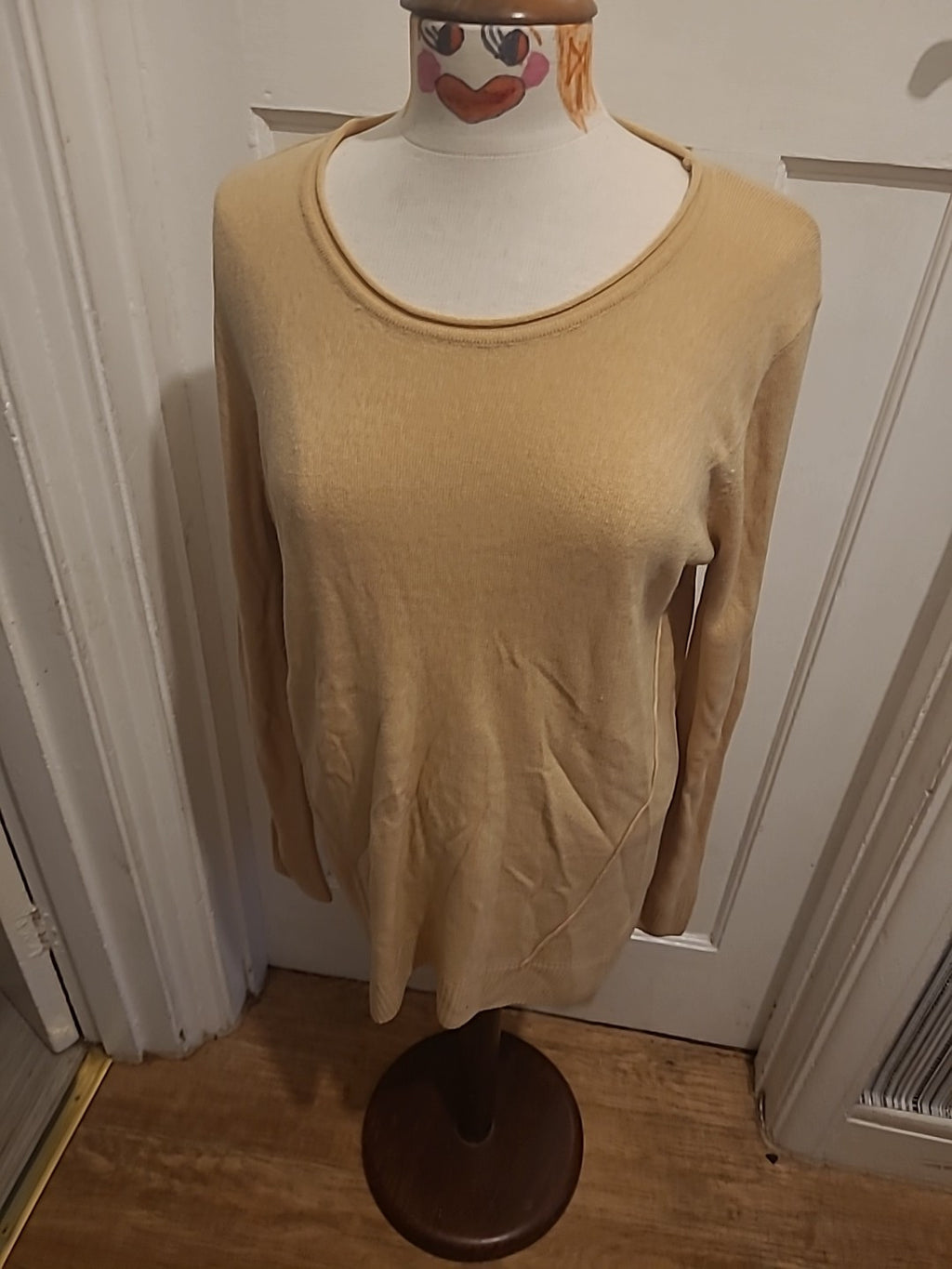 Ladies South Size 14 Beige Ribbed Long Sleeved Pullover Jumper