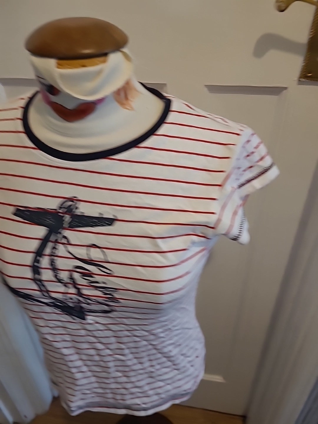 Ladies Jolinesse Size 10/12 Striped Short Sleeved Tshirt