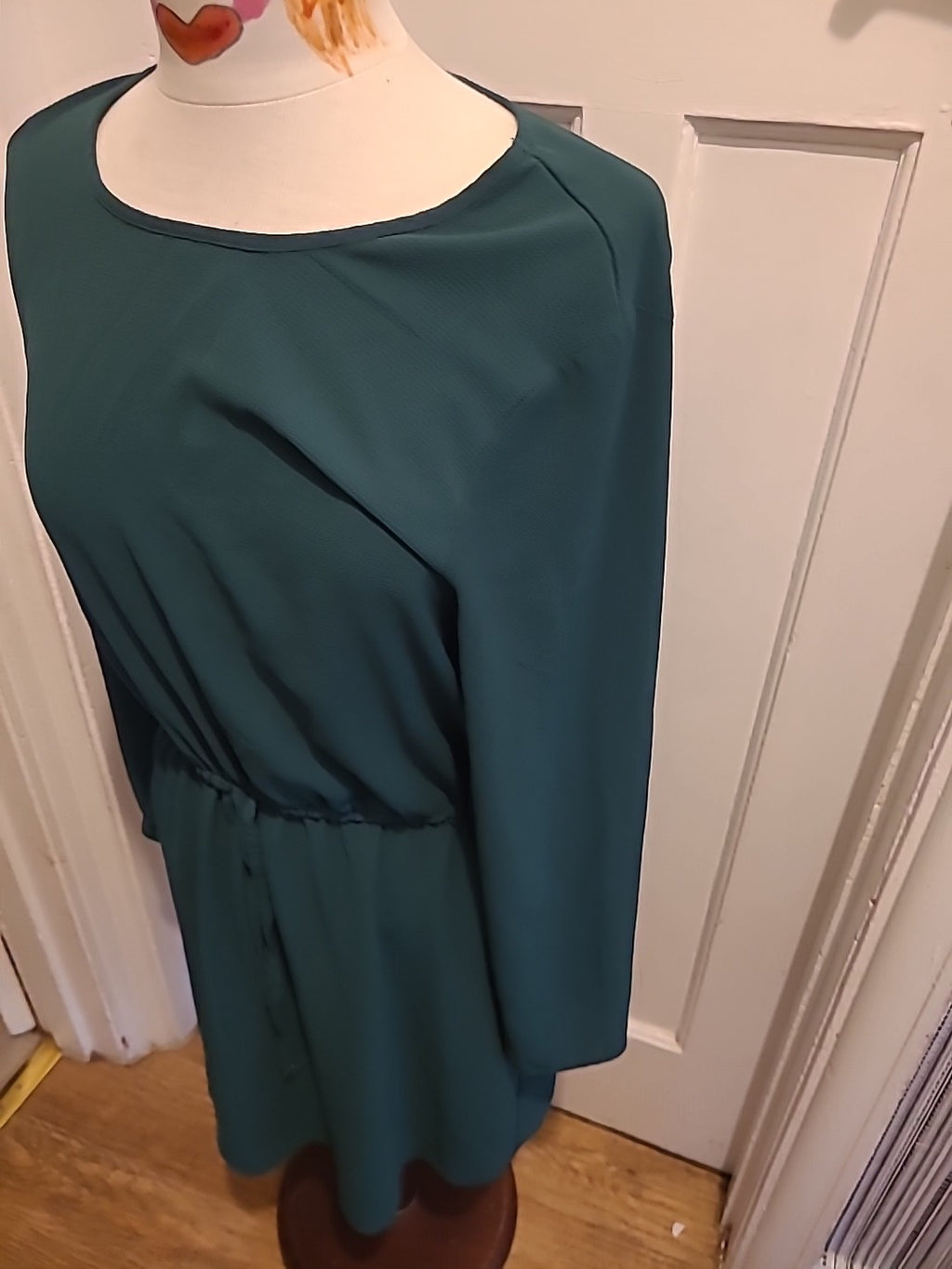 Ladies Only Size (42) Bottle Green Long Sleeved Round Neck Dress