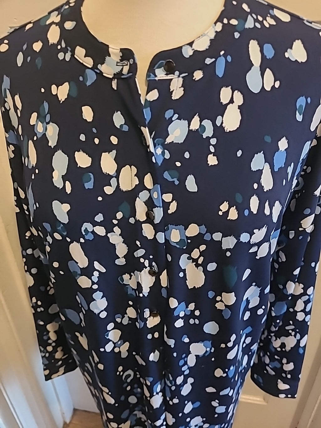 Ladies Gok Wan Size Small Navy White Light Blue Long Sleeved Blouse