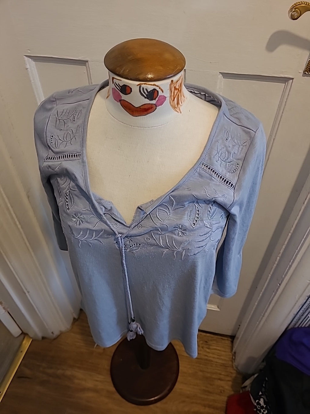 Ladies George 8 Pale Grey Mid Sleeved Floral Butterfly Top