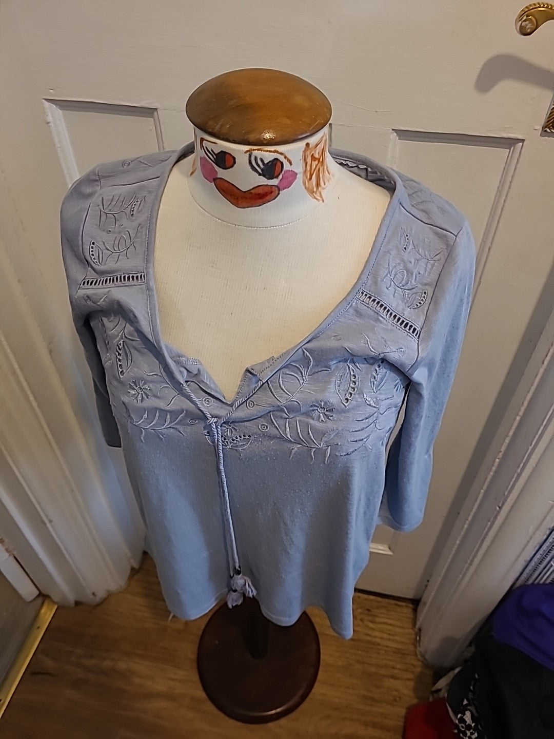 Ladies George 8 Pale Grey Mid Sleeved Floral Butterfly Top