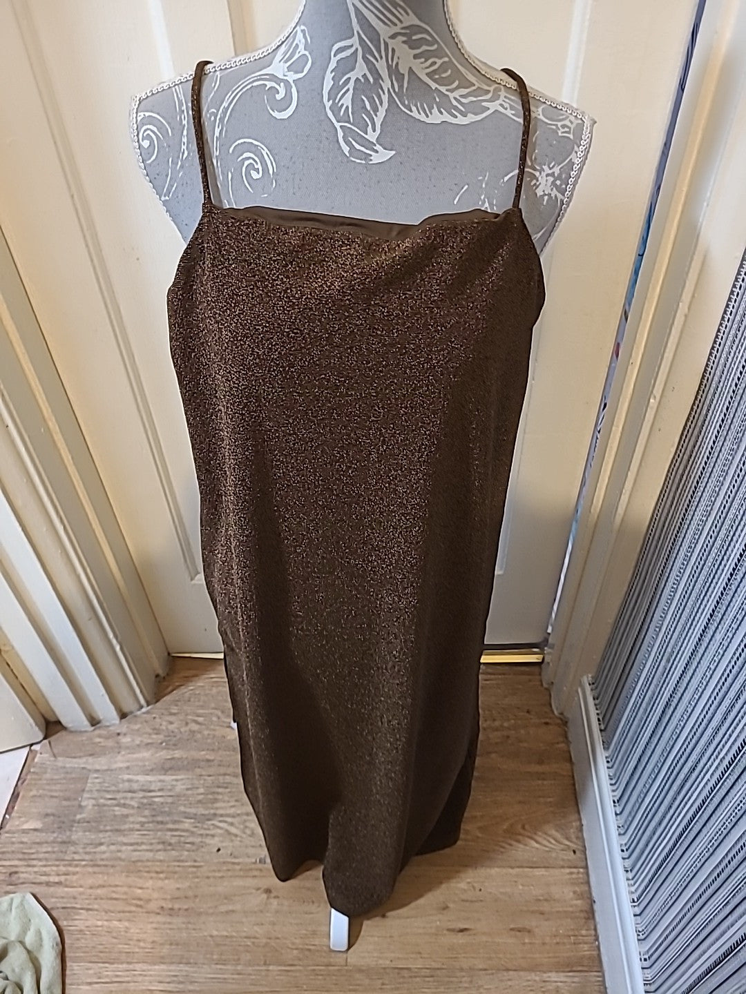 Ladies H+M Size Small Brown Sparkle Sleeveless Dress