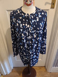 Ladies Gok Wan Size Small Navy White Light Blue Long Sleeved Blouse