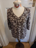 Ladies Next Size 8 Brown/Beige Mid Sleeved Blouse