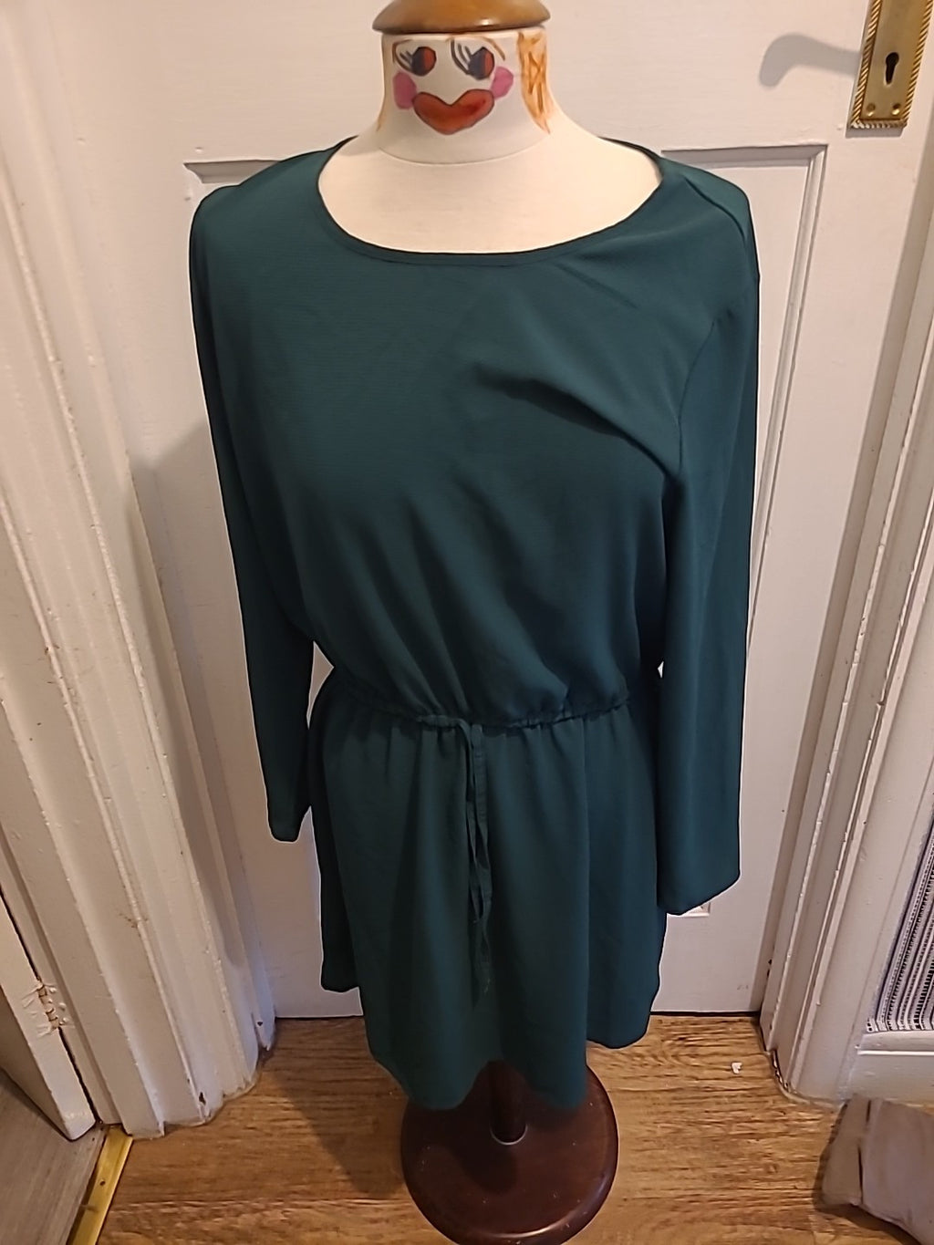 Ladies Only Size (42) Bottle Green Long Sleeved Round Neck Dress