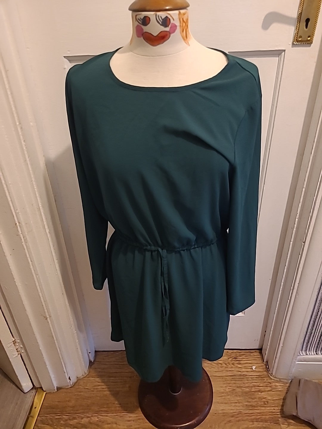 Ladies Only Size (42) Bottle Green Long Sleeved Round Neck Dress