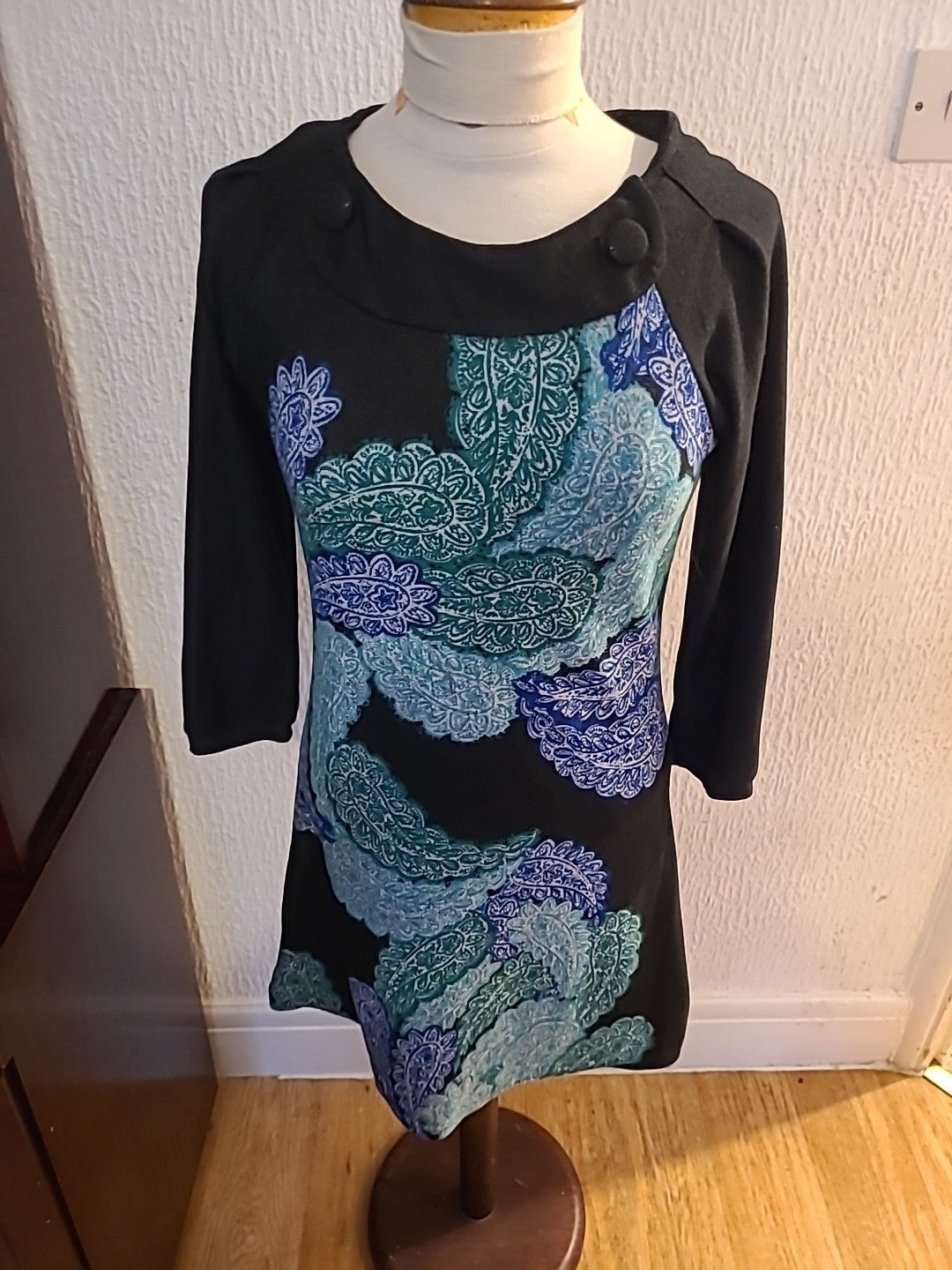 Ladies Purplish Medium Multi Floral Mid Sleeved Dress