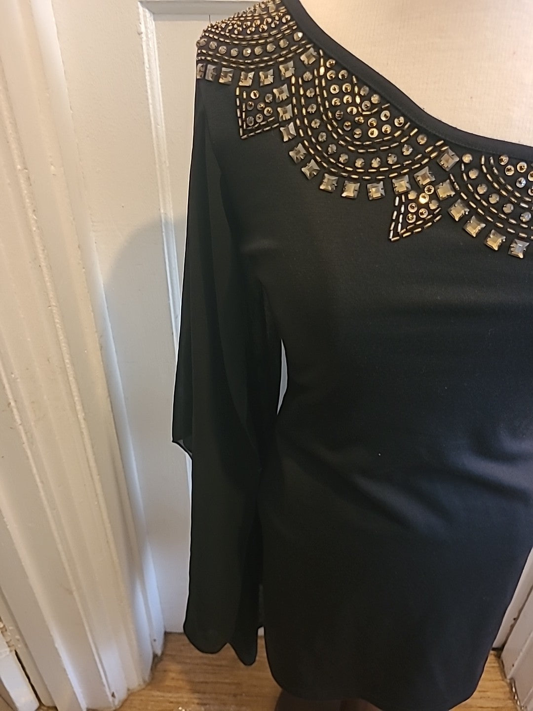 Brand New Tagged Ladies New Look Size 10 Black Off The Shoulder Dress