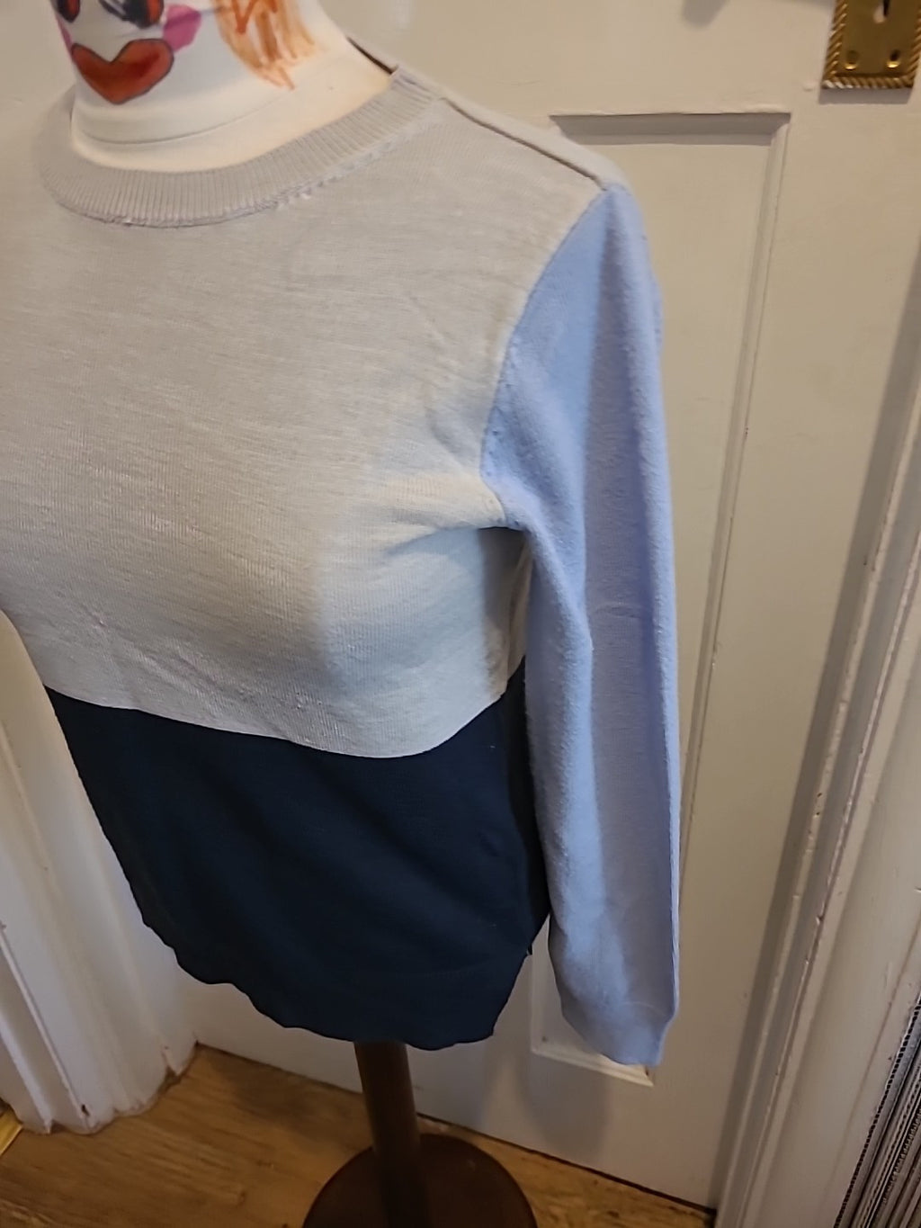 Ladies Marks And Spencer Size 6 Navy Mix Long Sleeved Pullover Jumper