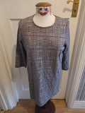 Ladies Tu 12 Grey Navy White Check Long Sleeve Long Blouse