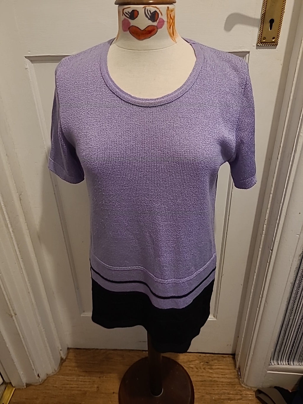 Ladies George 12 Purple/Black Short Sleeved Blouse
