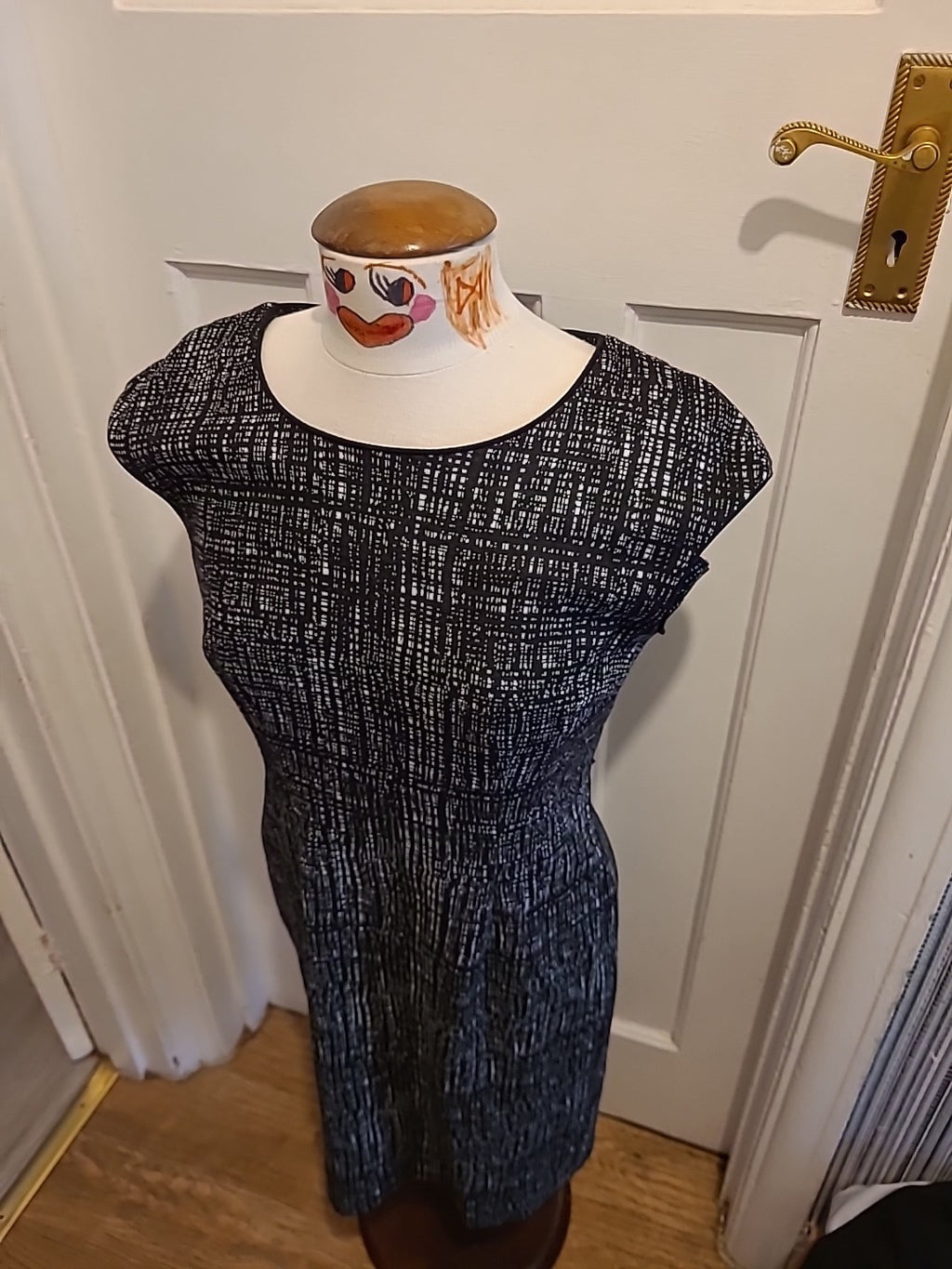 Ladies George 12 Black/Grey Cap Sleeved Dress