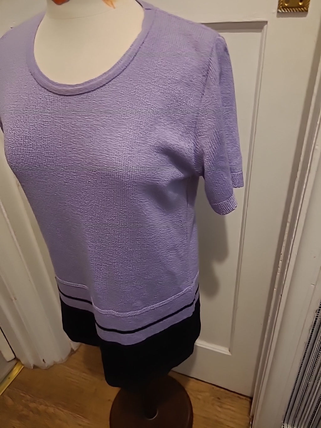 Ladies George 12 Purple/Black Short Sleeved Blouse