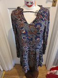 Ladies George 10 Multi Coloured Aztec Long Sleeved Dress