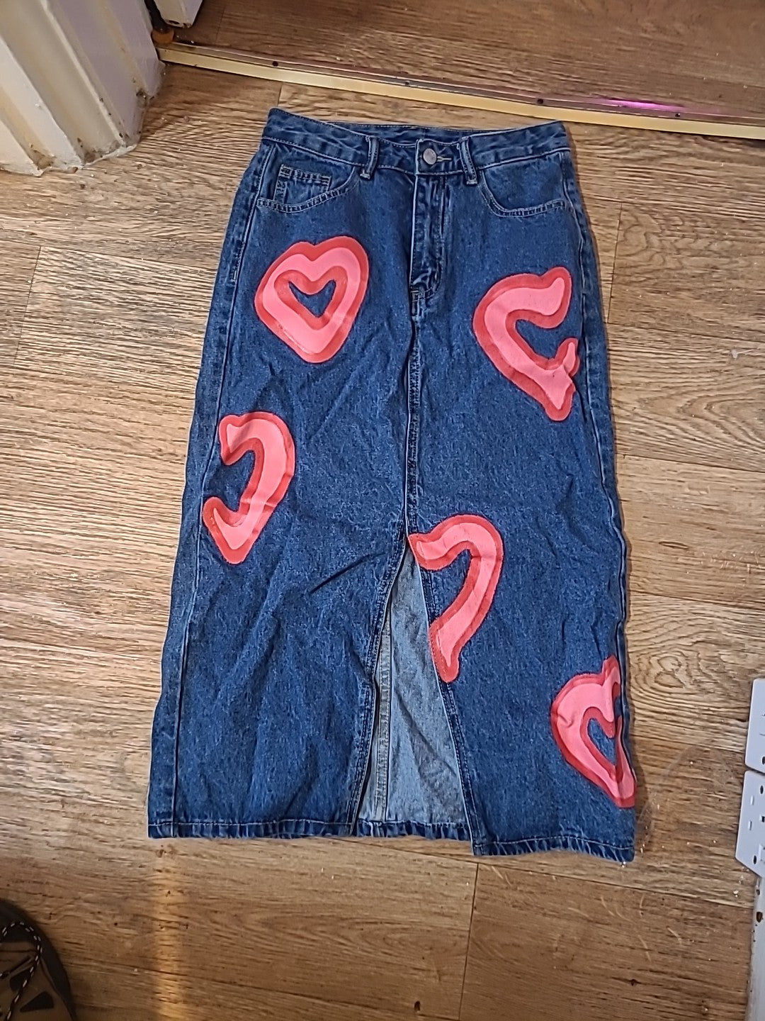 Ladies Shein XS Denim Loveheart Skirt