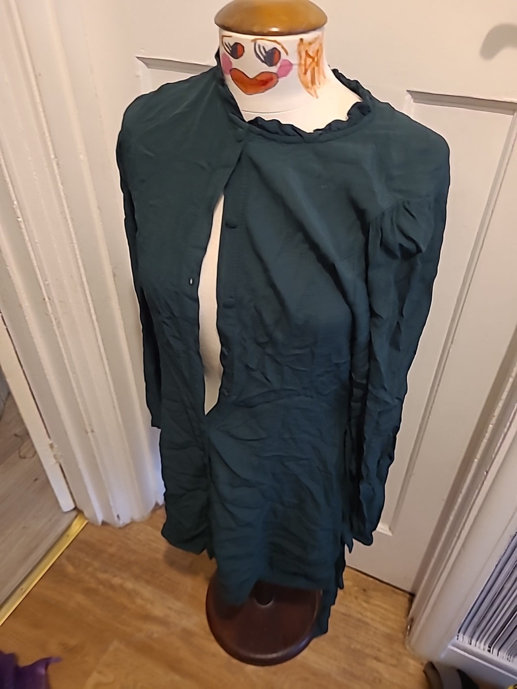 Ladies Primark 10 Bottle Green Long Sleeved Dress