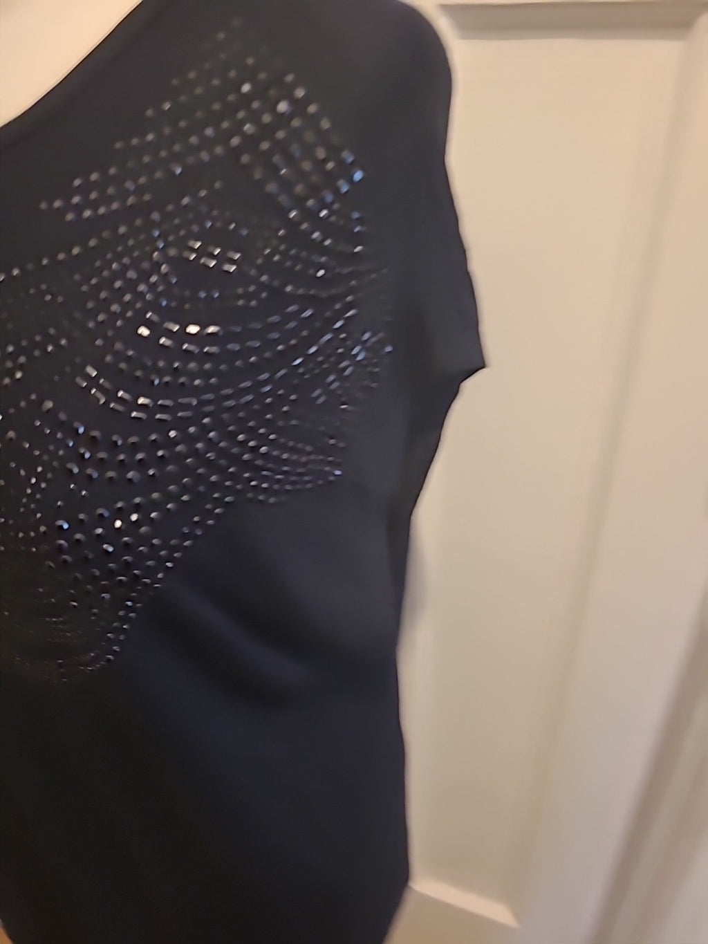 Ladies Encuentro Size Small Black With Diamonte Short Sleeved Tshirt