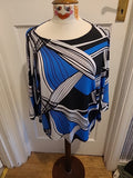 Ladies Mr Max Fashions Medium Blue/Black/White Oversized Blouse