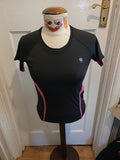 Ladies Karrimor Size 8 Black And Pink Short Sleeved Running Tshirt