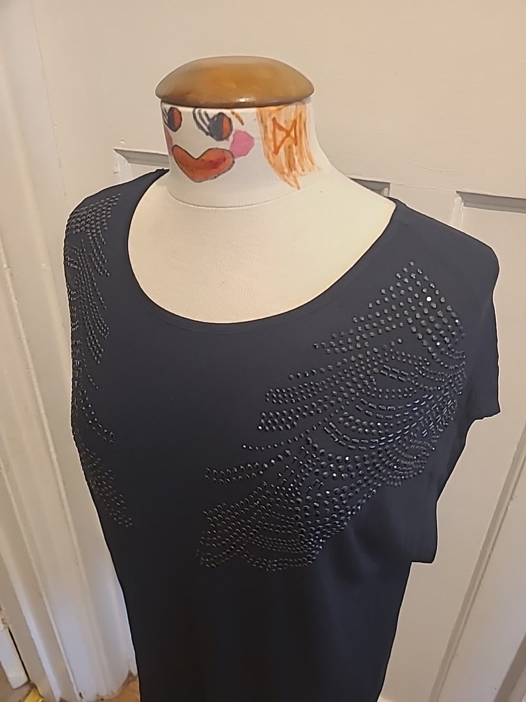 Ladies Encuentro Size Small Black With Diamonte Short Sleeved Tshirt