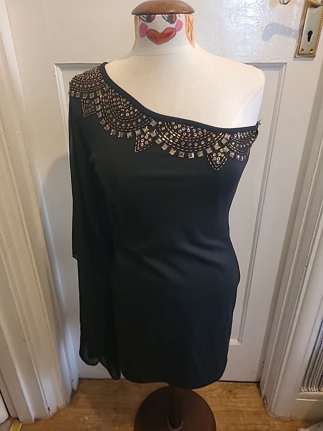 Brand New Tagged Ladies New Look Size 10 Black Off The Shoulder Dress