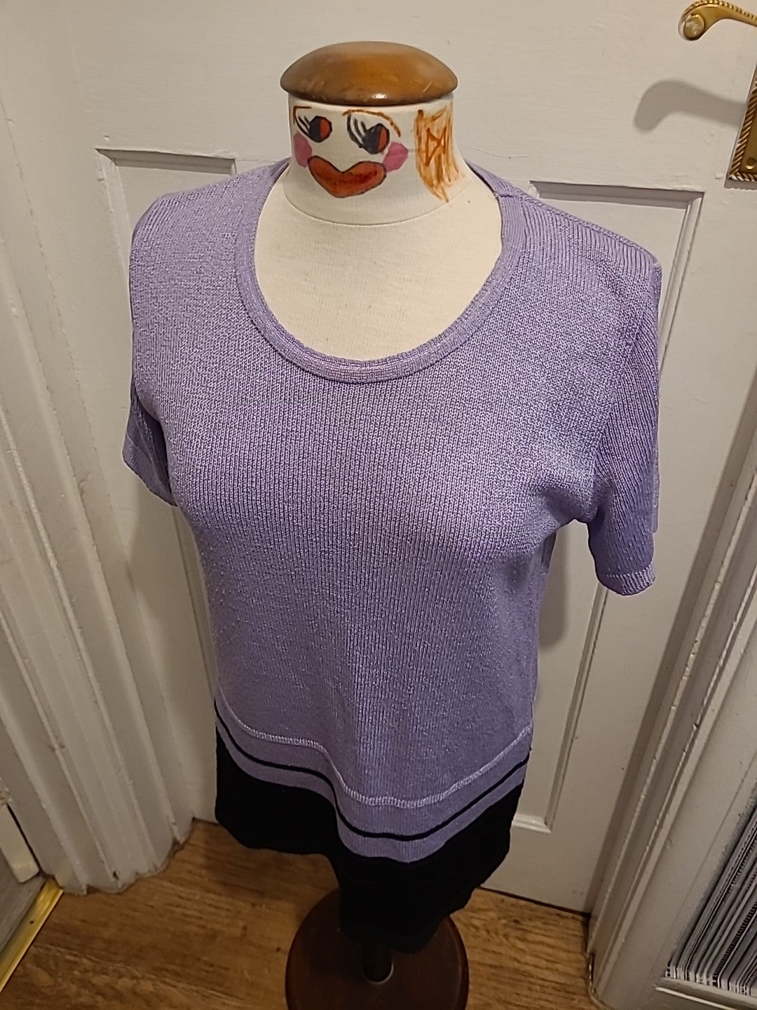 Ladies George 12 Purple/Black Short Sleeved Blouse