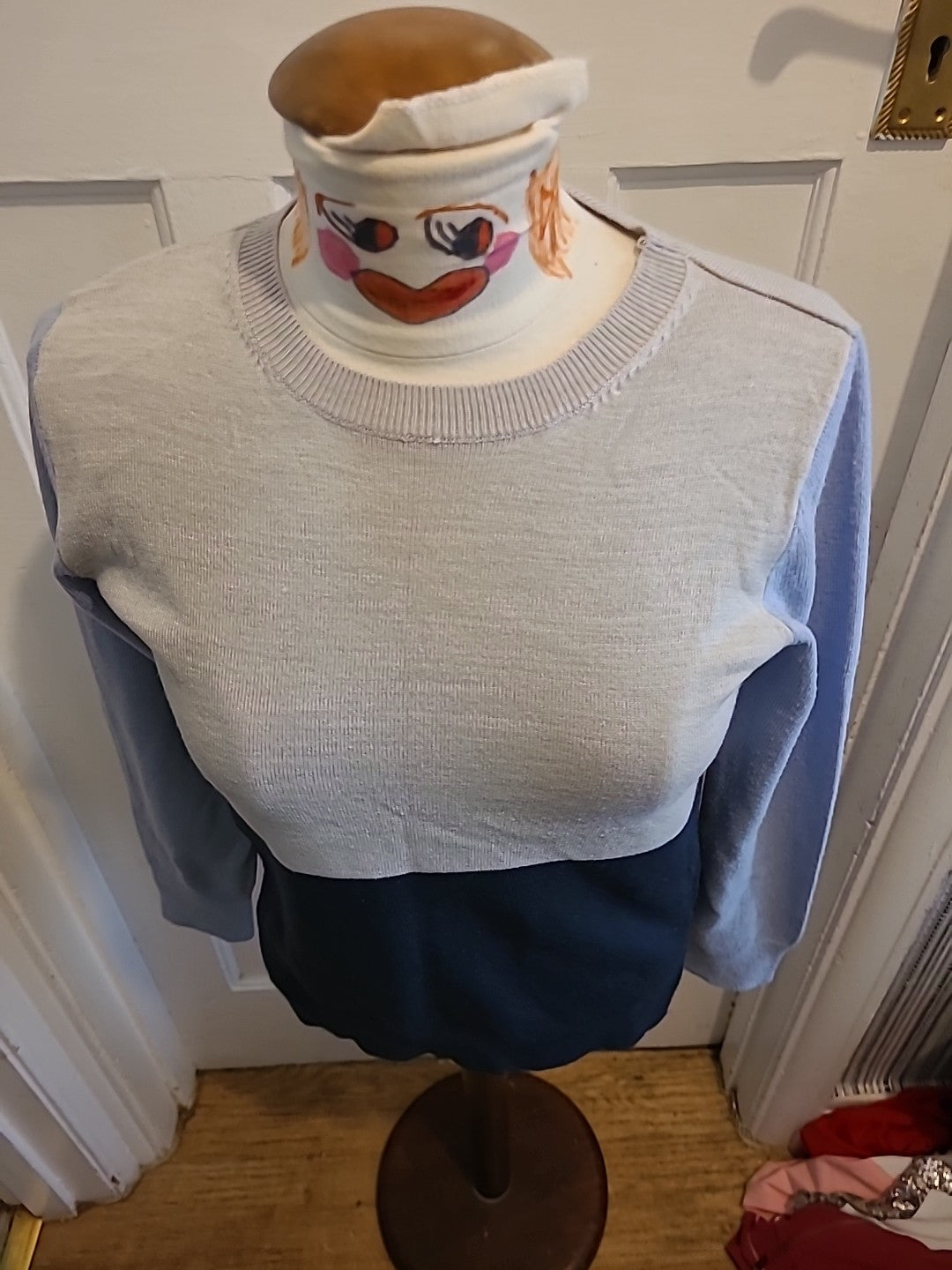 Ladies Marks And Spencer Size 6 Navy Mix Long Sleeved Pullover Jumper