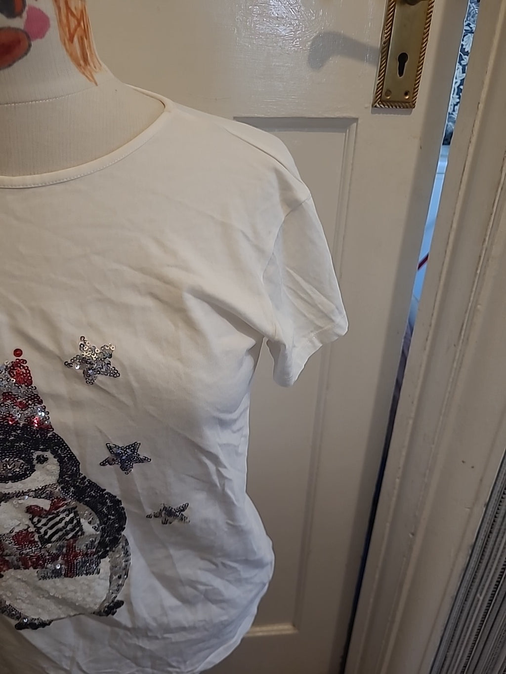 Unisex Marks And Spencer 12-13 Years White Xmas Penguin Short Sleeved Tshirt